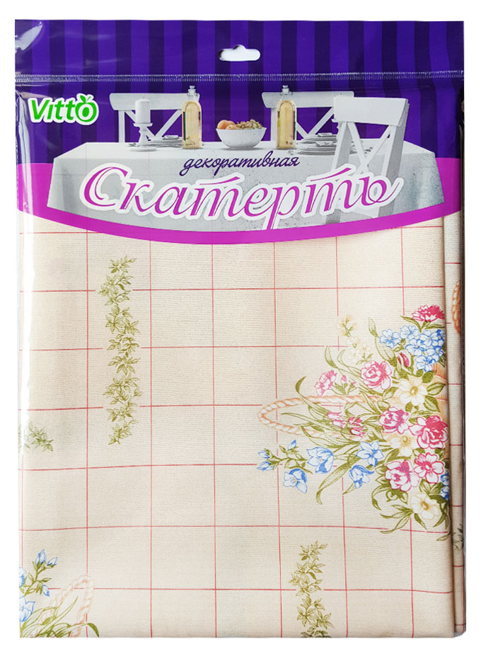 Скатерть Vitto бежевая с цветами ПВХ, 130х110 см