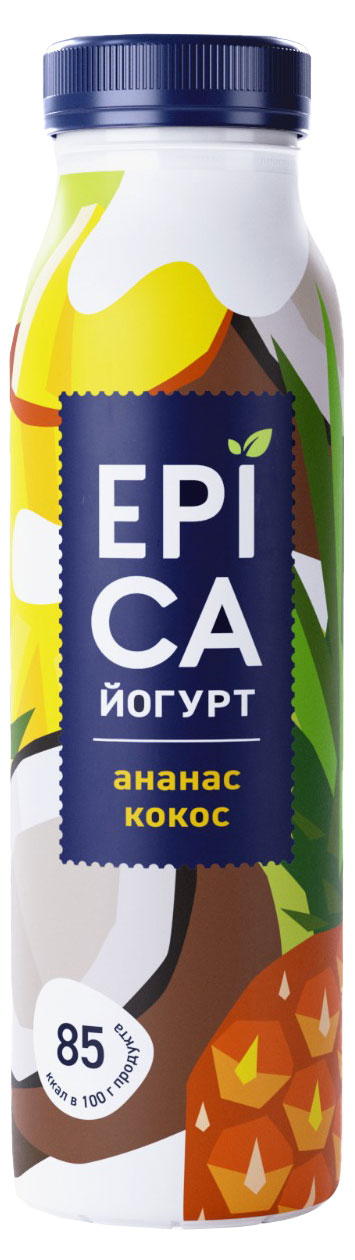 Йогурт питьевой EPICA с ананасом и кокосом 2,6% 260 мл