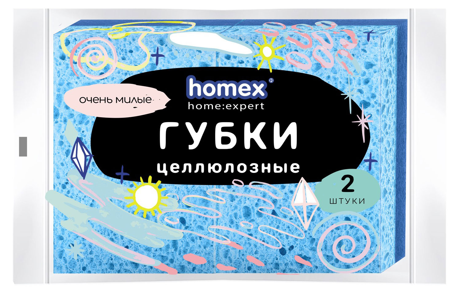 Губки для посуды Homex home целлюлозые, 2 шт