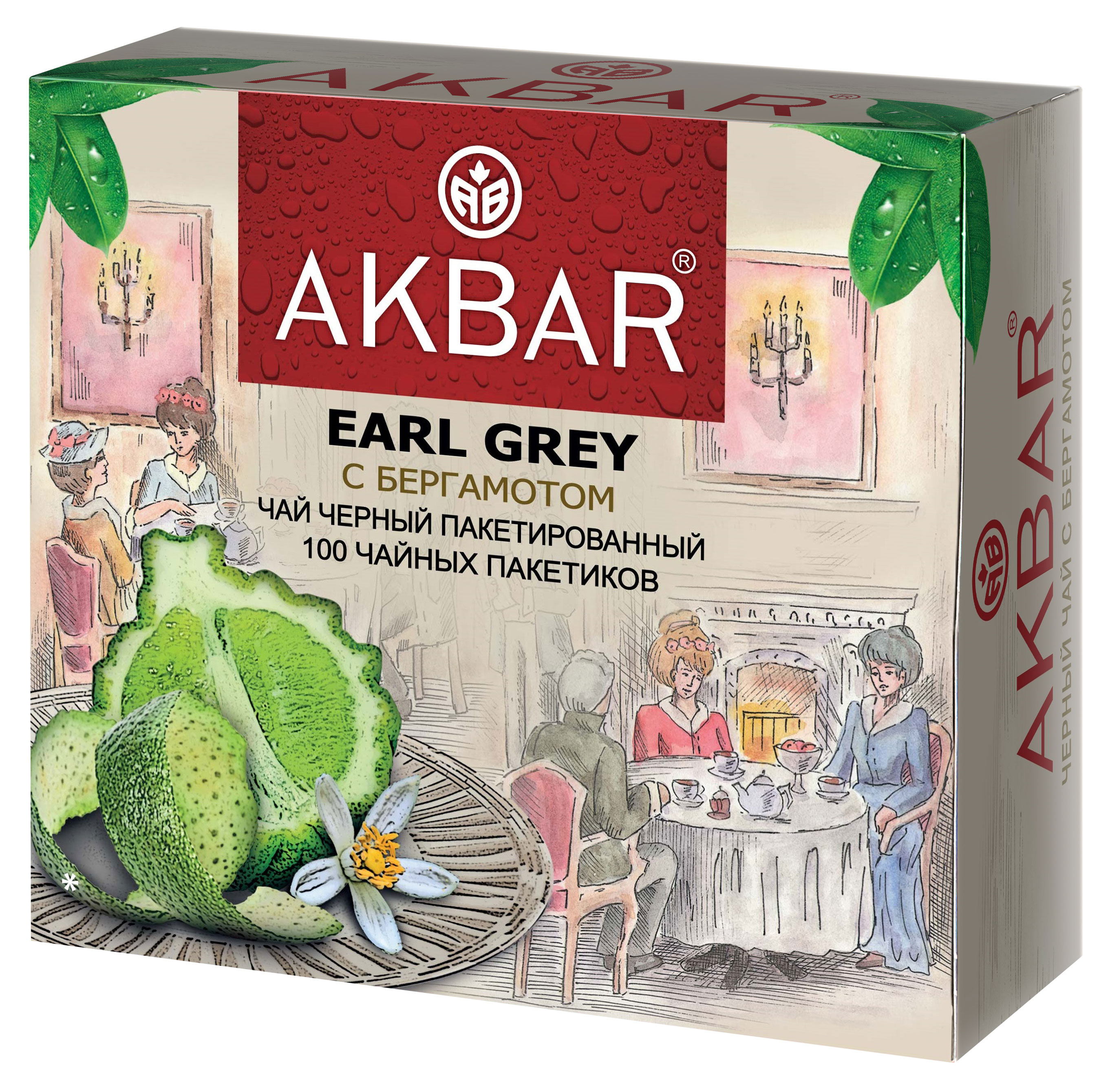 Чай черный AKBAR Earl Gray с бергамотом в пакетиках, 100х2 г