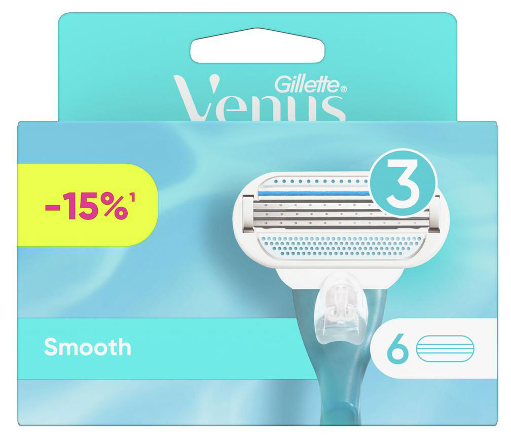 Сменные кассеты для бритья Venus Smooth, 6 шт