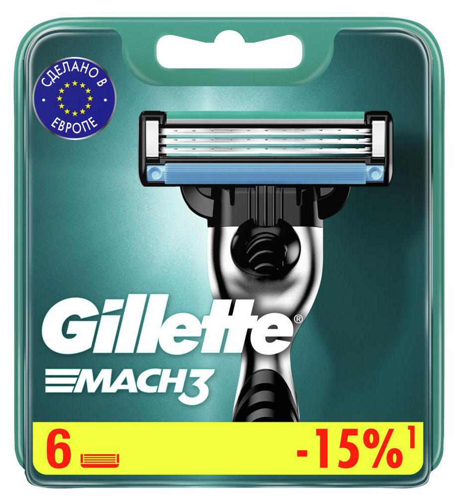 Сменные кассеты для мужской бритвы Gillette Mach3, 6 шт