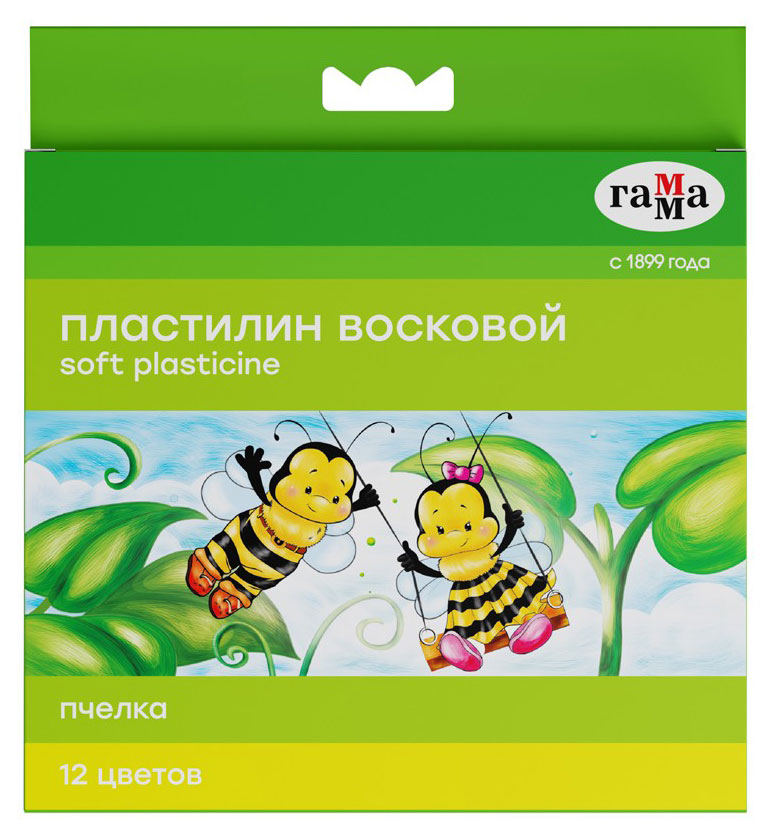 Пластилин восковой «Гамма» Пчелка, 12 цветов