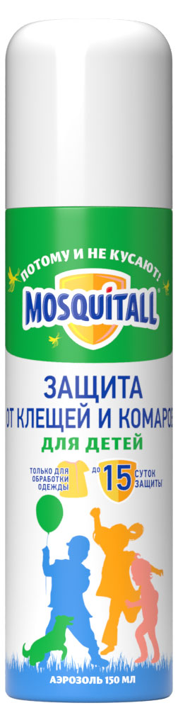 Mosquitall | Аэрозоль от клещей и комаров Mosquitall Нежная защита для детей, 150 мл