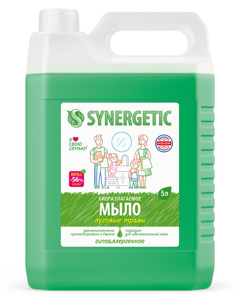 Мыло жидкое Synergetic Луговые травы, 5 л