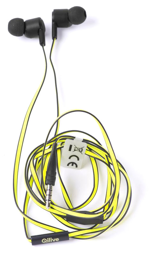 Наушники проводные Qilive Sport 1444 с микрофоном черно-желтые