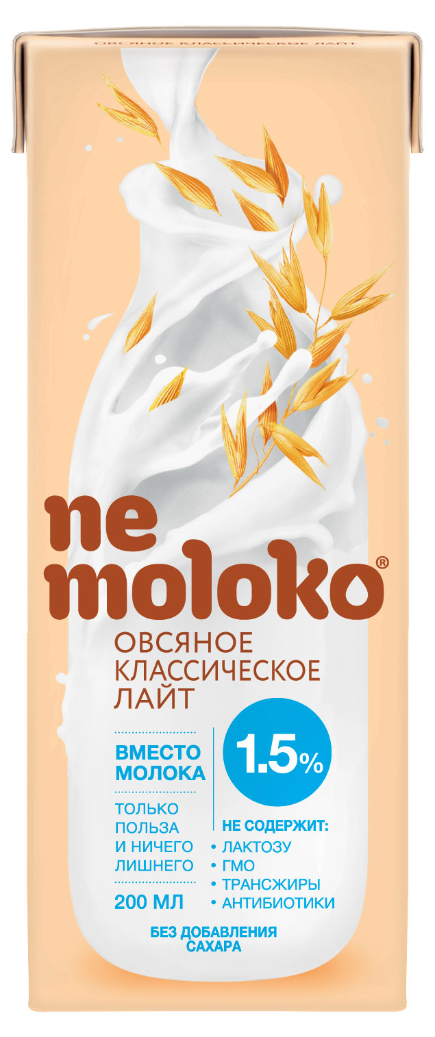 Напиток овсяный Nemoloko классическое лайт без сахара 1,5%, 200 мл