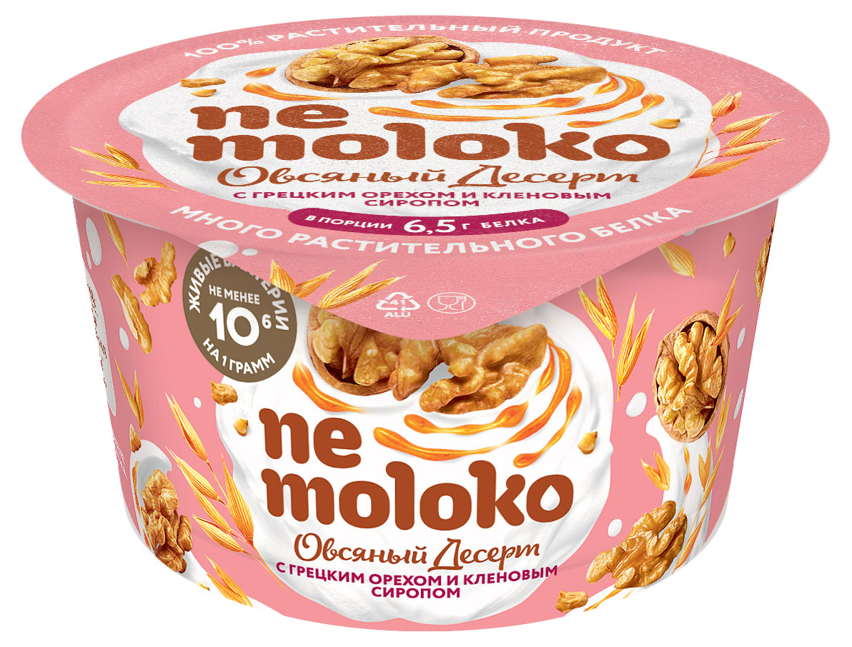 Десерт овсяный Nemoloko с грецким орехом и кленовым сиропом 5%, 130 г