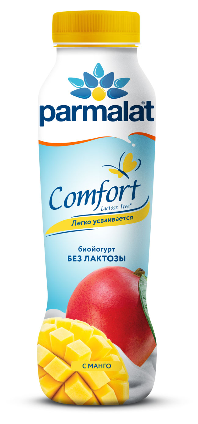 Биойогурт питьевой Parmalat Comfort манго безлактозный 1,5% БЗМЖ, 290 г