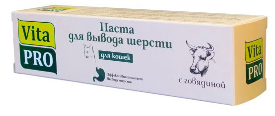 

Паста для кошек Vita Pro для вывода шерсти с говядиной, 75 мл