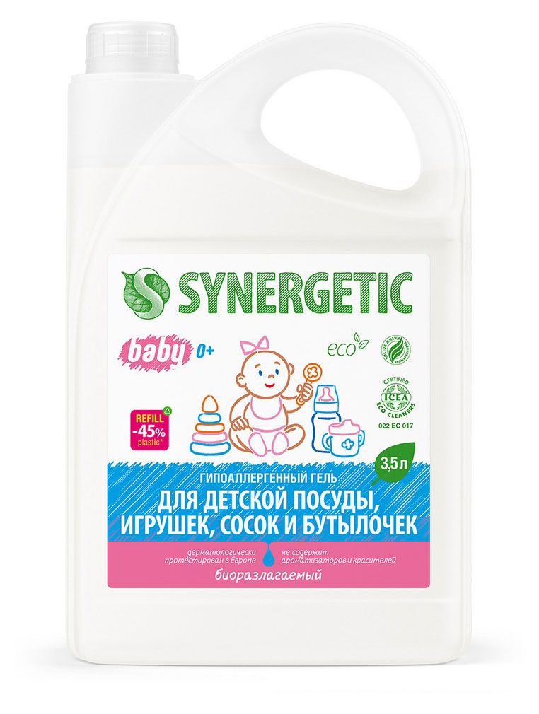 Гель для мытья детской посуды Synergetic, 3,5 л