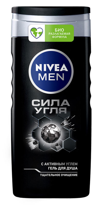 Гель для душа мужской NIVEA MEN Сила угля очищение без сухости кожи, 250 мл