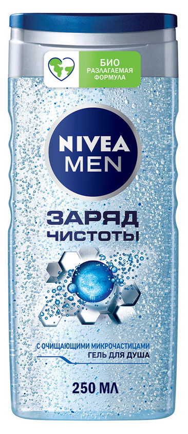 Гель для душа мужской NIVEA MEN Заряд чистоты с очищающими микрочастицами, 250 мл