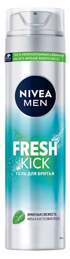 Гель для бритья NIVEA MEN Fresh Kick приятная свежесть с мятой, 200 мл