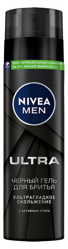 Гель для бритья NIVEA MEN Ultra с активным углем ультрагладкое скольжение, 200 мл