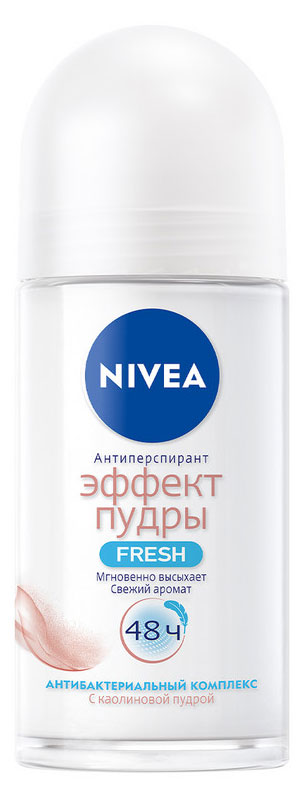 Антиперспирант шариковый NIVEA Эффект Пудры Fresh антибактериальный комплекс, 50 мл