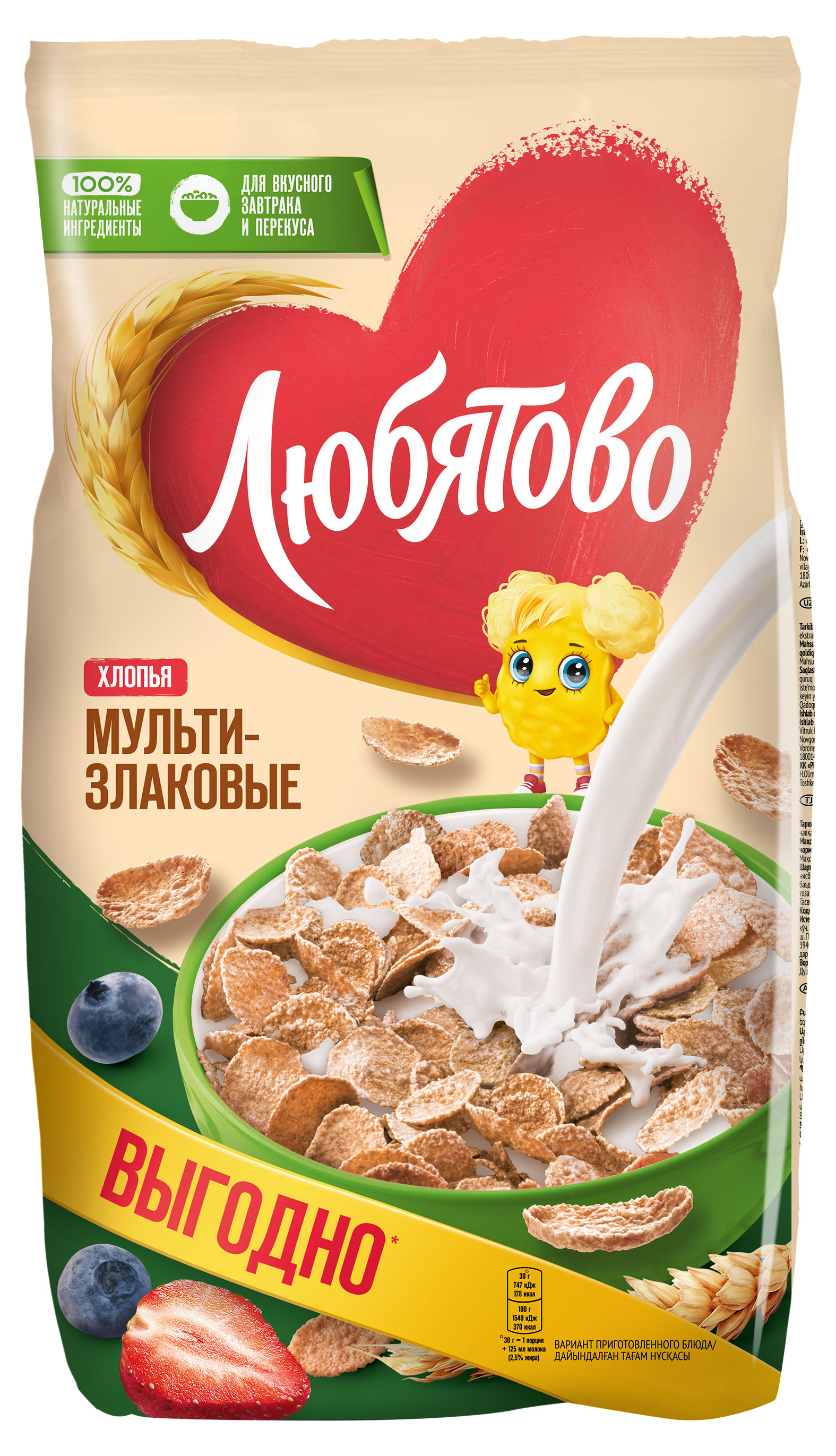 

Хлопья мультизлаковые Любятово, 450 г