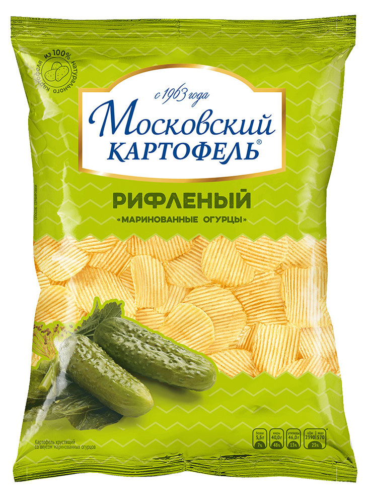 Московский Картофель | Чипсы «Московский Картофель» маринованные огурцы, 130 г