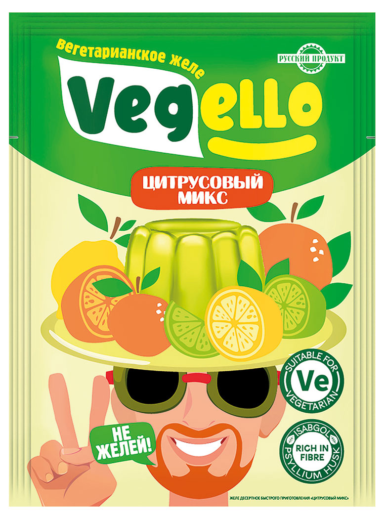 Vegello | Желе быстрого приготовления Vegello Цитрусовый микс, 40 г