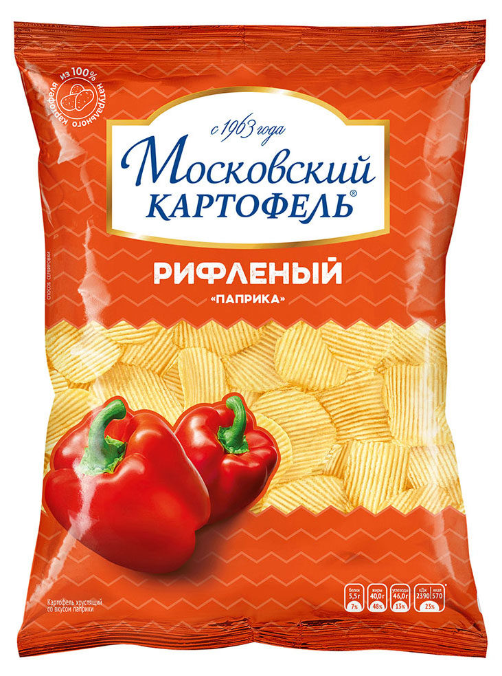 Чипсы рифленые «Московский Картофель» паприка, 130 г