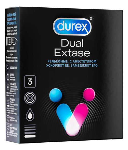 Презервативы Durex Dual Extase, 3 шт