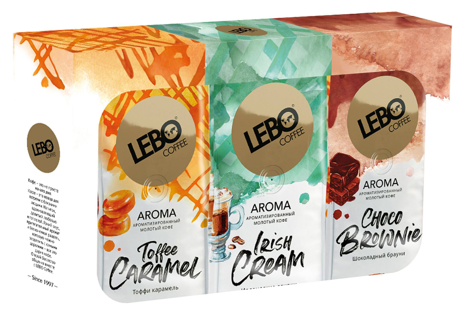 Подарочный набор Lebo Aroma Кофе молотый 3 вкуса, 450 г