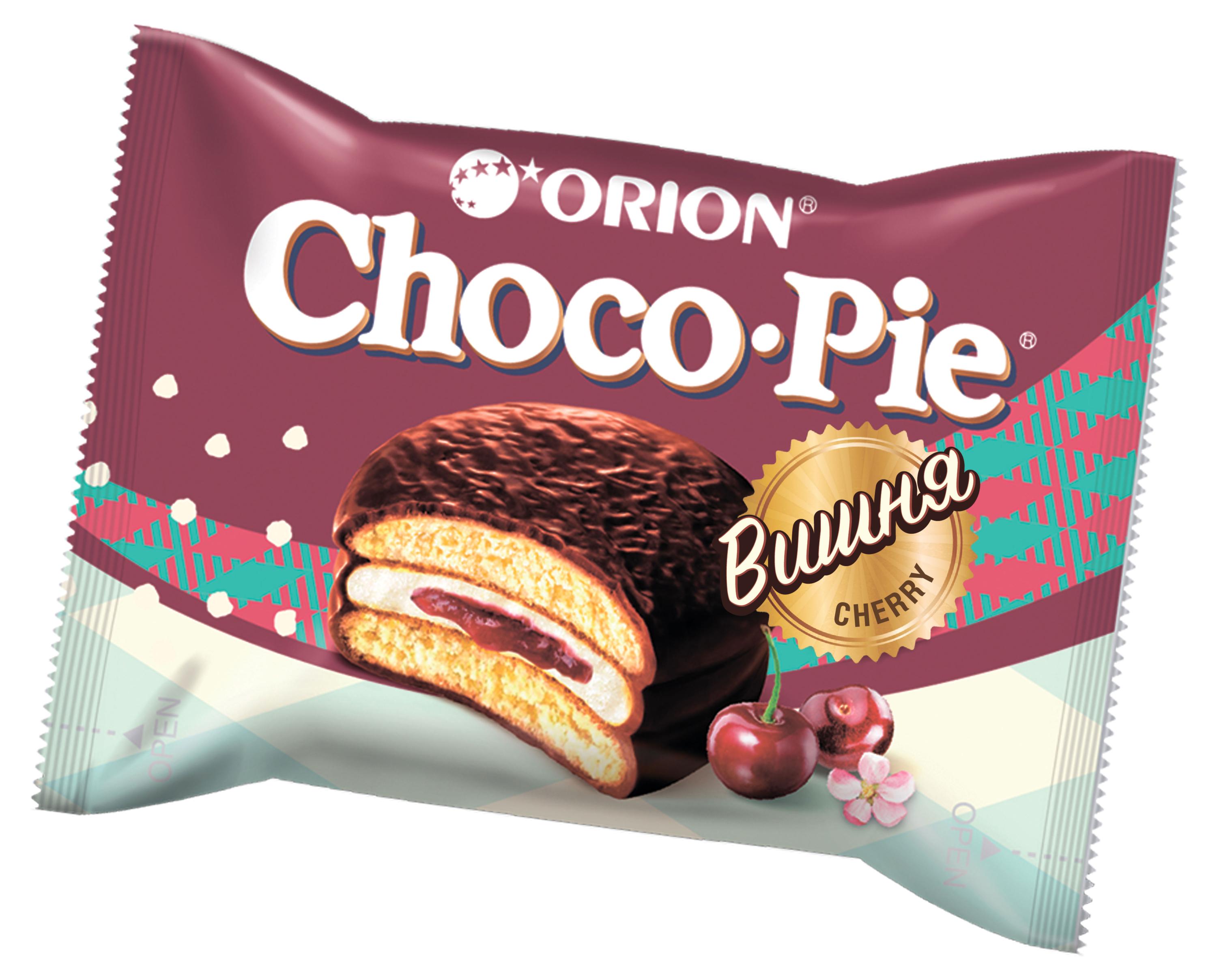 Пирожное Orion Choco-Pie Cherry бисквитное с вишневым джемом, 30 г