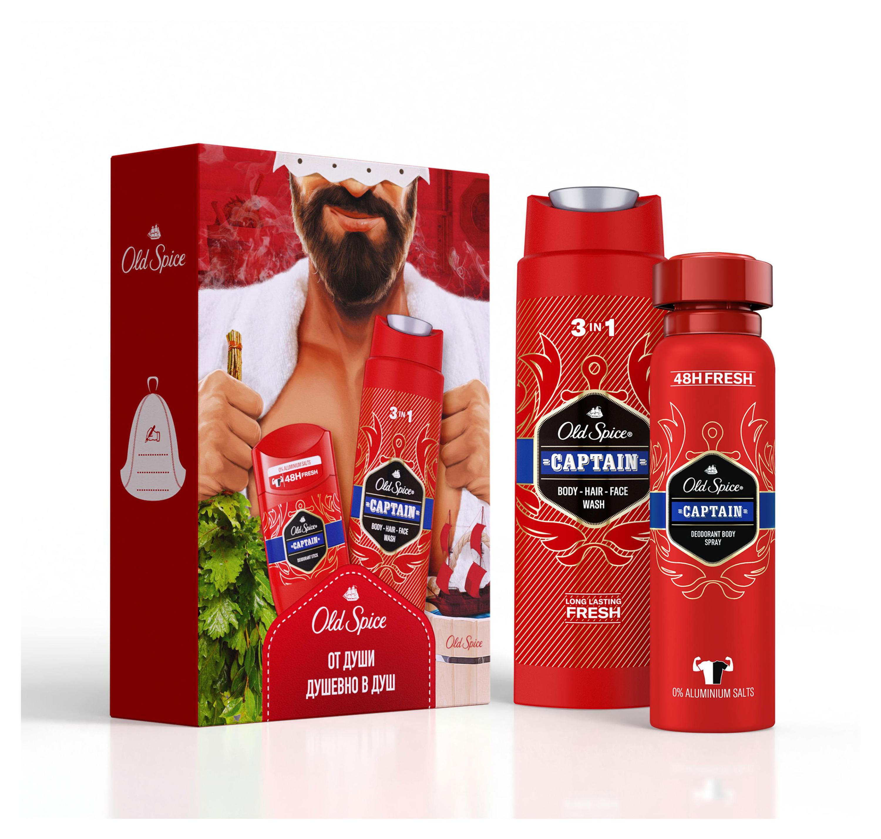 Подарочный набор для мужчин Old Spice Captain, Дезодорант-стик 50 мл + Гель для душа 3в1 250 мл