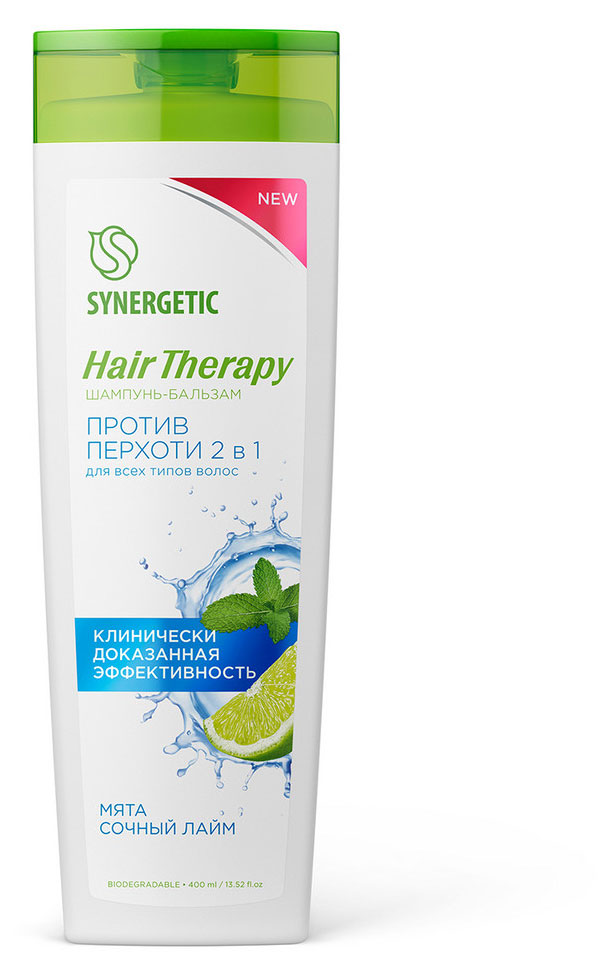 Шампунь-бальзам для волос Synergetic Hair Therapy Против перхоти 2 в 1,400 мл