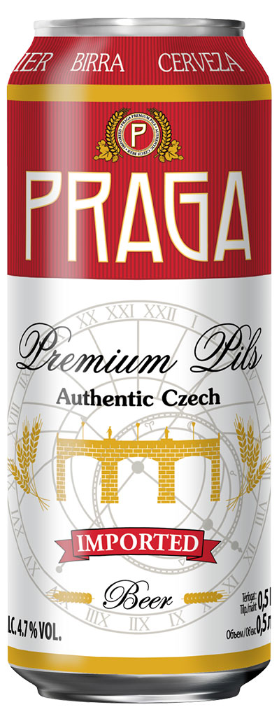 Пиво Praga Premium Pils светлое фильтрованное 4,7%, 500 мл