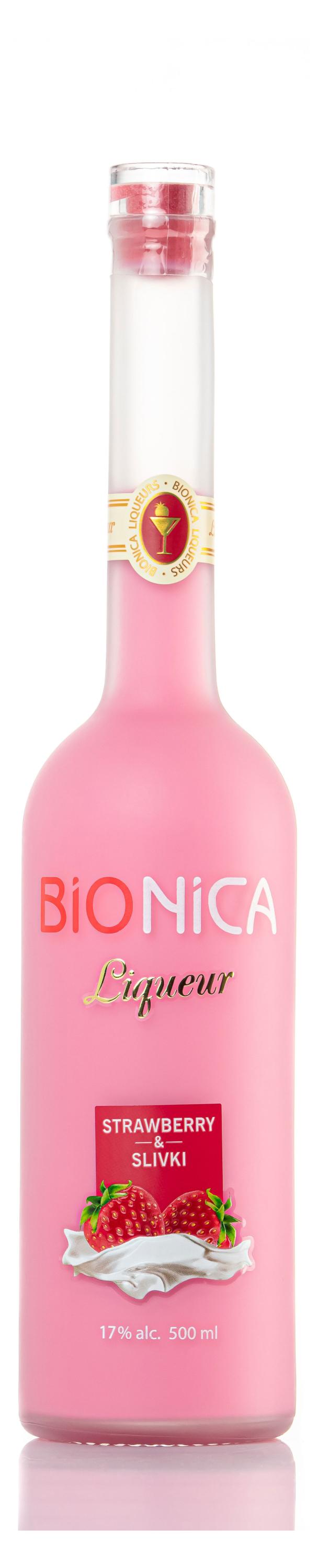 Bionica | Ликер Bionica Strawberry & Slivki клубника-сливки 17%, 0,5 л