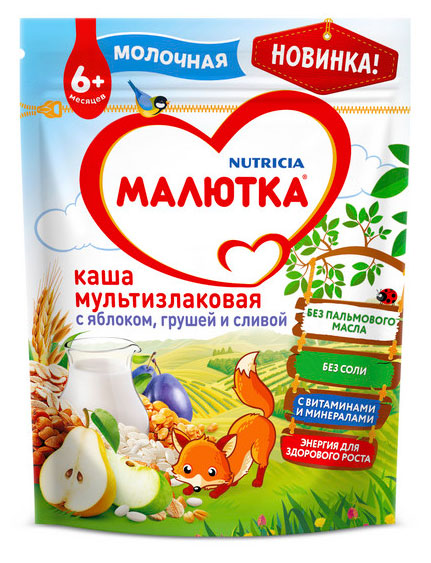 Каша молочная «Малютка» Мультизлаковая с фруктами, 220 г