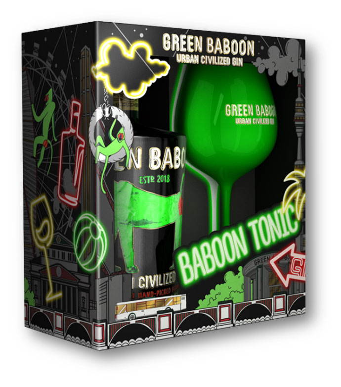 Джин Green Baboon Россия, 0,7 л + Стакана