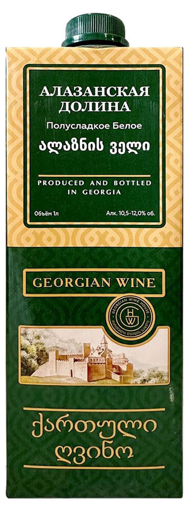Алазанская Долина | Вино «Алазанская Долина» белое полусладкое Грузия, 1 л
