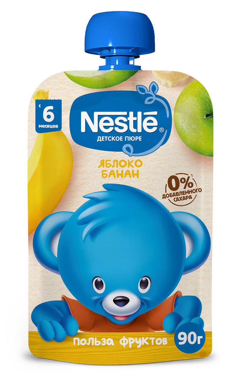 Пюре Nestle фруктовое яблоко и банан, 90 г