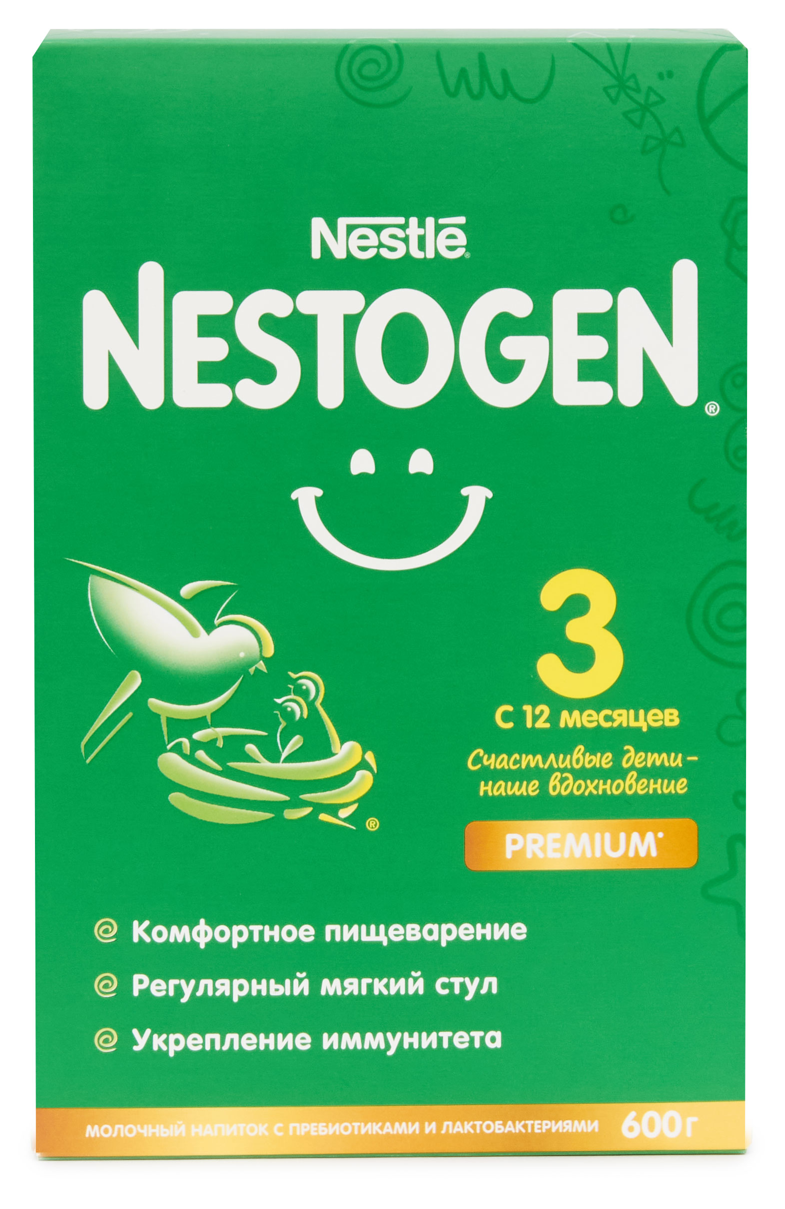 Nestogen | Молочко Nestogen 3 с пребиотиками и лактобактериями с 12 мес БЗМЖ, 600 г