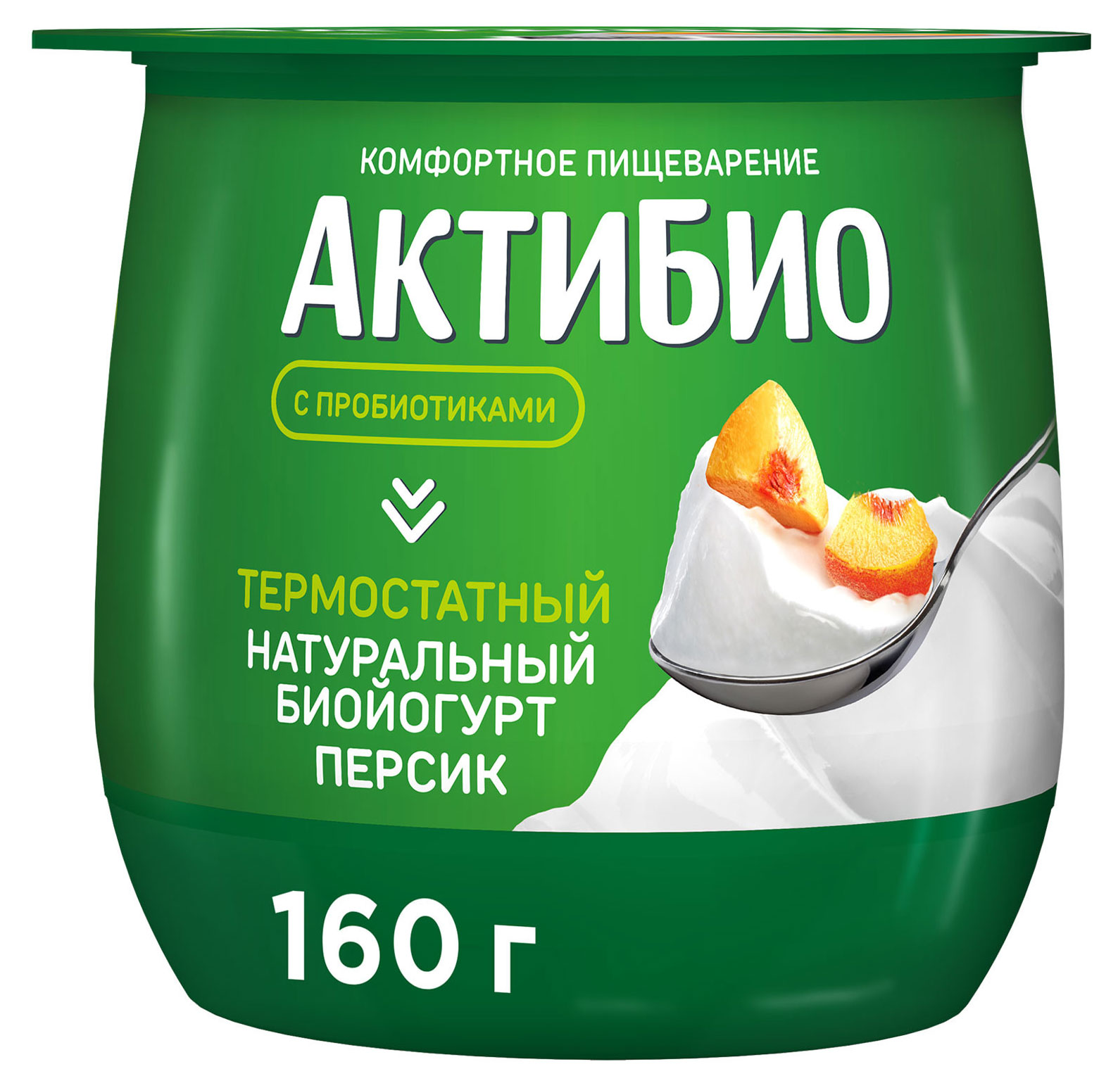 АктиБио | Йогурт «АктиБио» термостатный с персиком 1,7% БЗМЖ 160 г