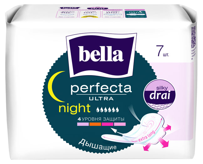 Прокладки гигиенические Bella Perfecta Ultra Night супертонкие 2 мм, 7 шт