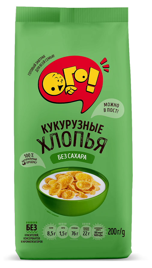 Хлопья кукурузные «ОГО!» без сахара, 200 г