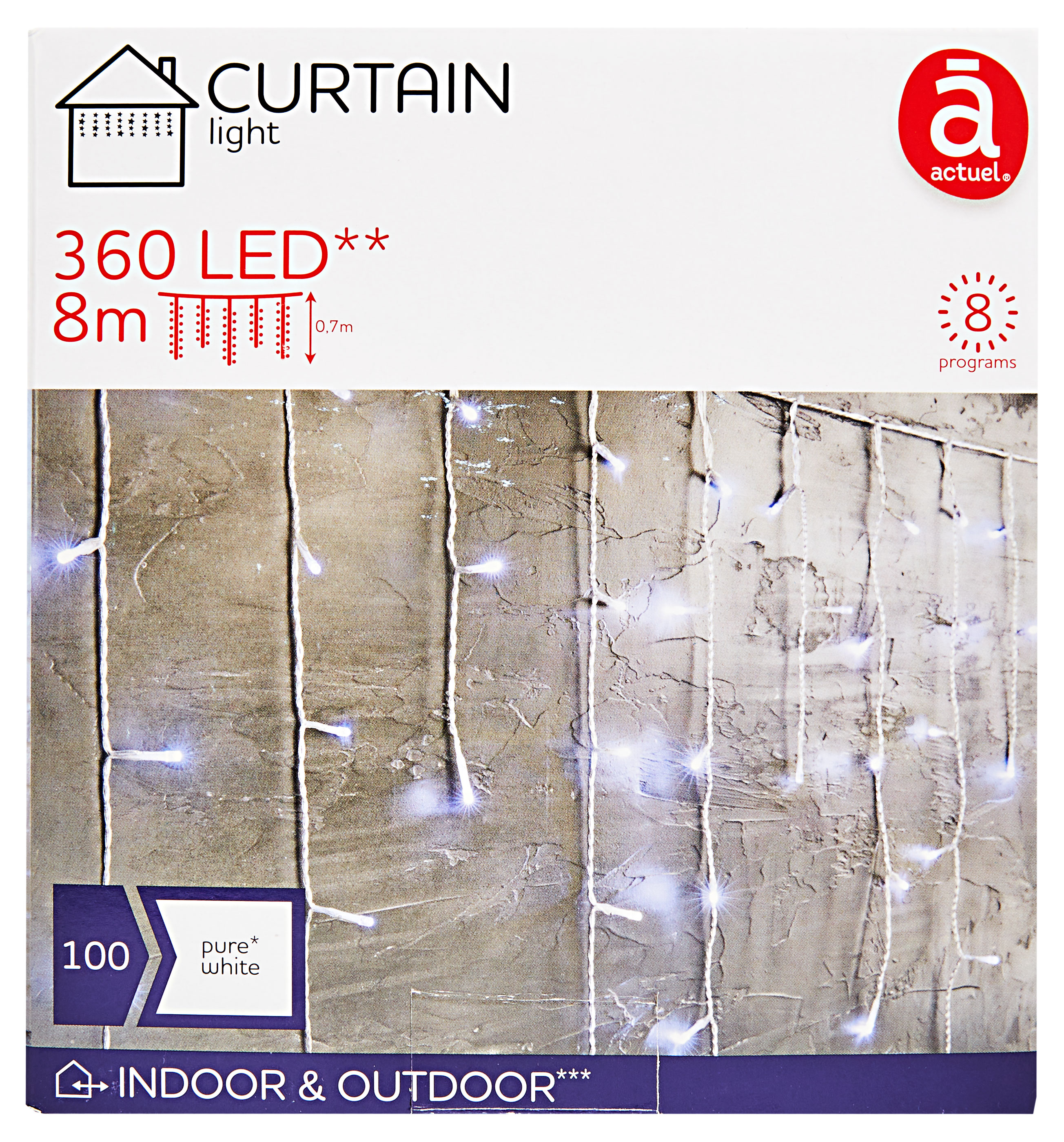 Гирлянда светодиодная Бахрома Actuel 360 LED, 8х0,7 м