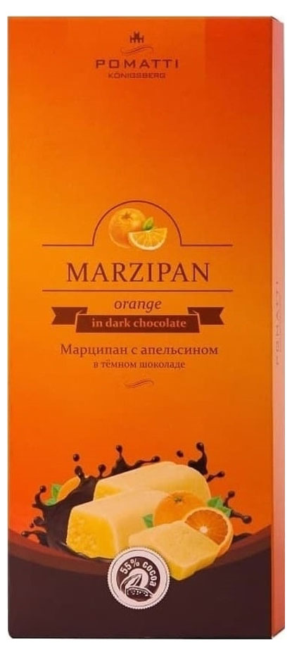 

Марципан POMATTI с апельсином в темном шоколаде, 85 г
