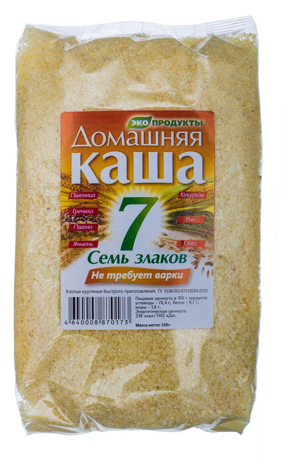 Хлопья крупяные «ЭкоПродукт» 7 злаков быстрого приготовления, 150 г