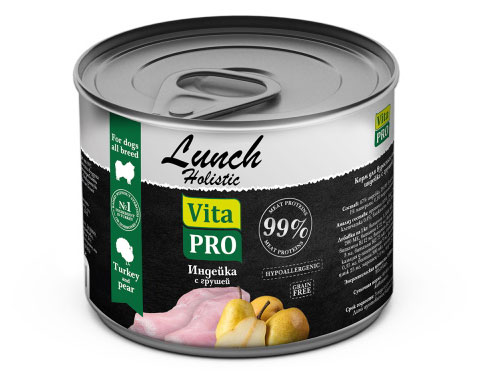 Корм консервированный для собак Vita Pro Lunch индейка с грушей, 240 г