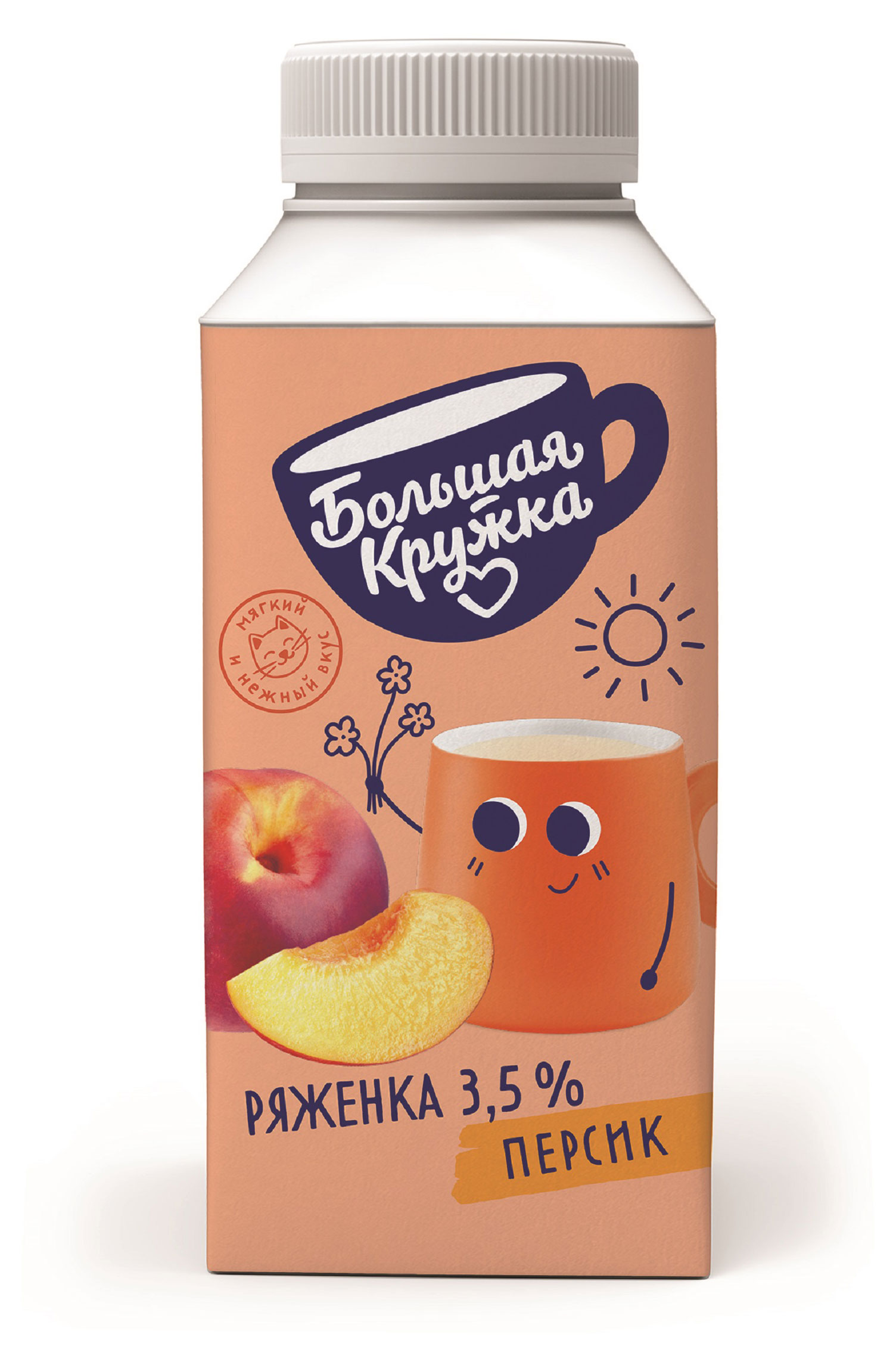 Ряженка «Большая кружка» Персик 3,5% БЗМЖ, 280 г