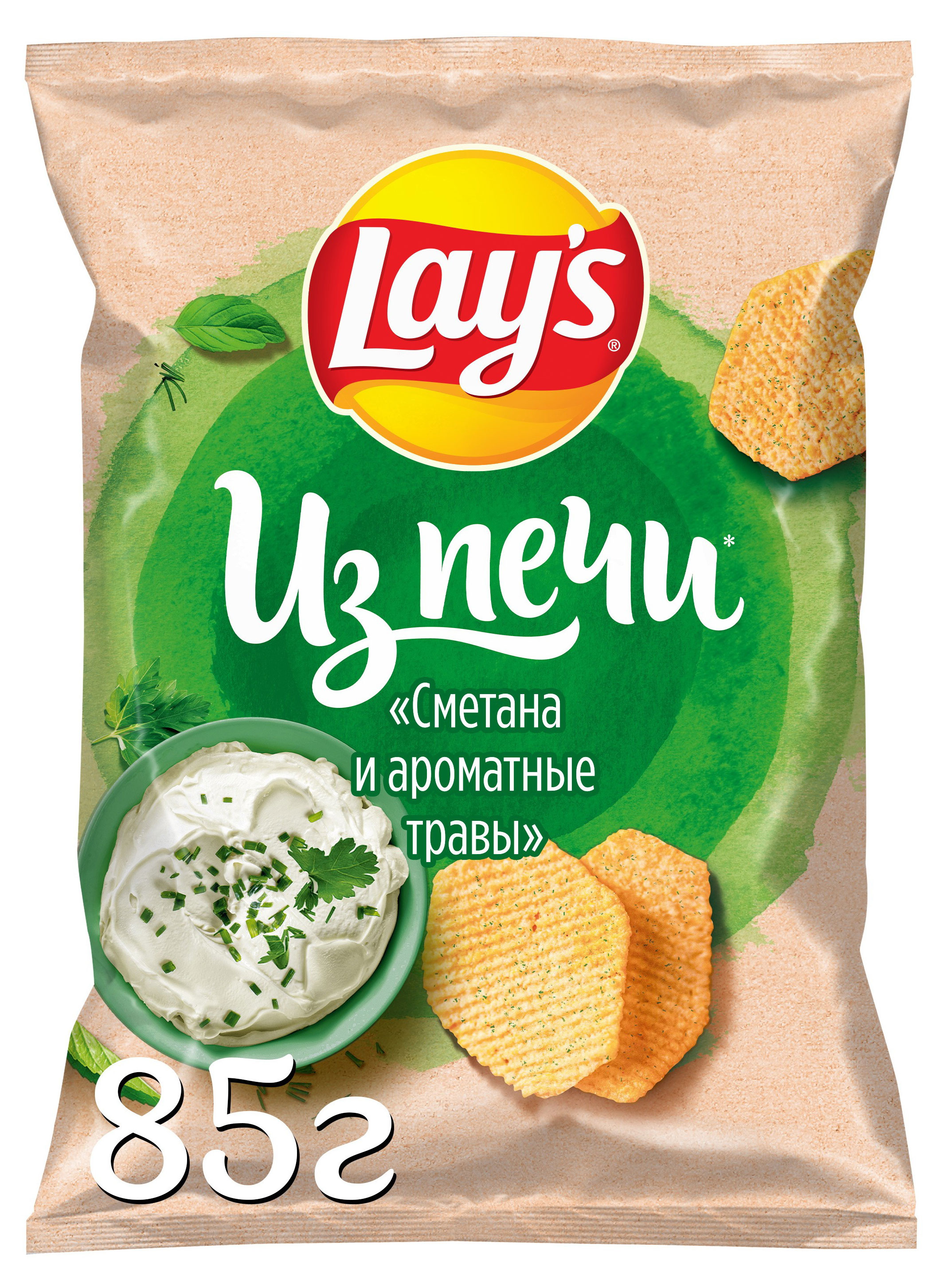 Чипсы картофельные Lay's из печи вкус сметана и травы, 85 г