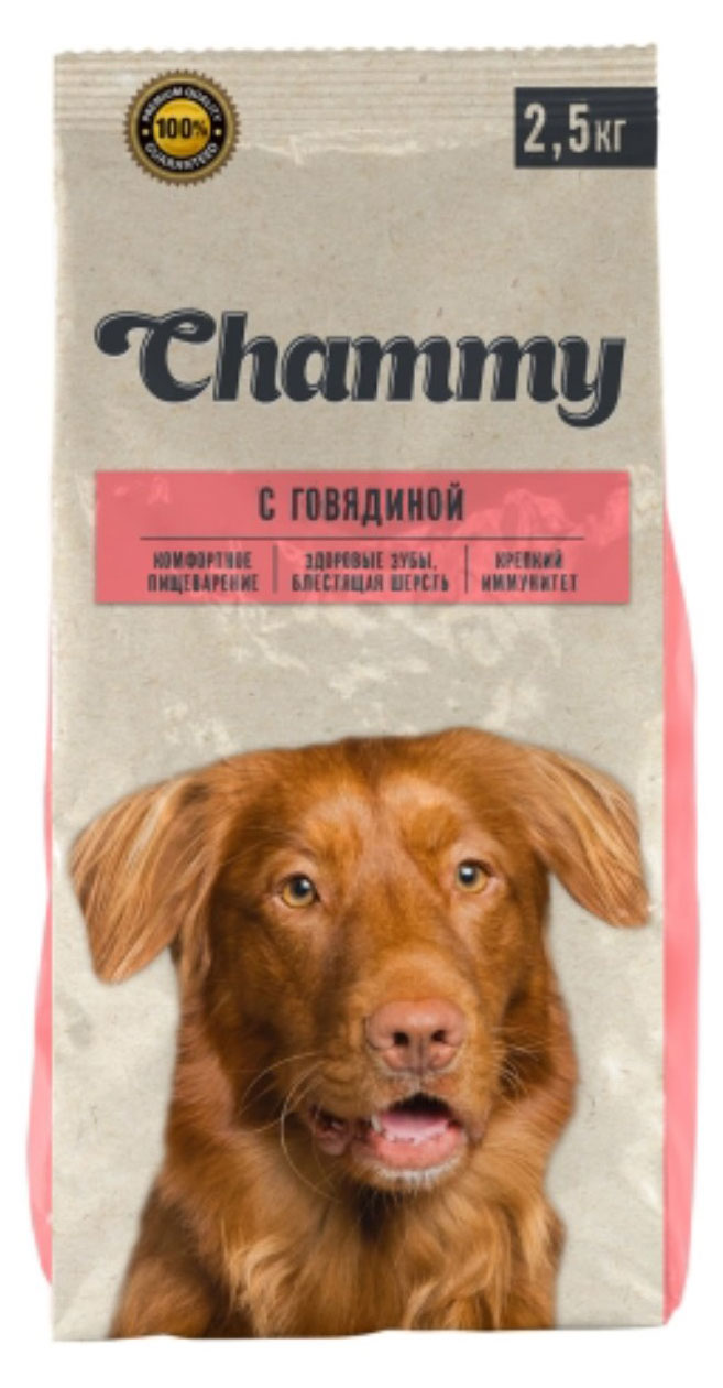 Chammy | Сухой корм для собак мелких и средних пород Chammy с говядиной, 2,5 кг