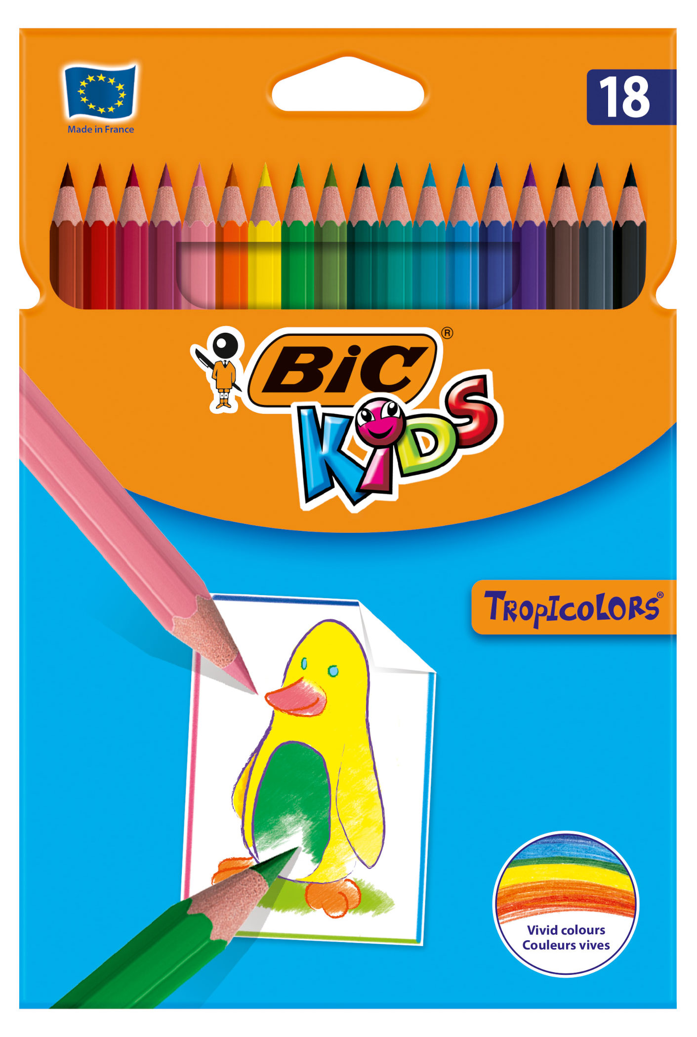 Карандаши цветные BIC Kids Tropicolors, 18 цветов