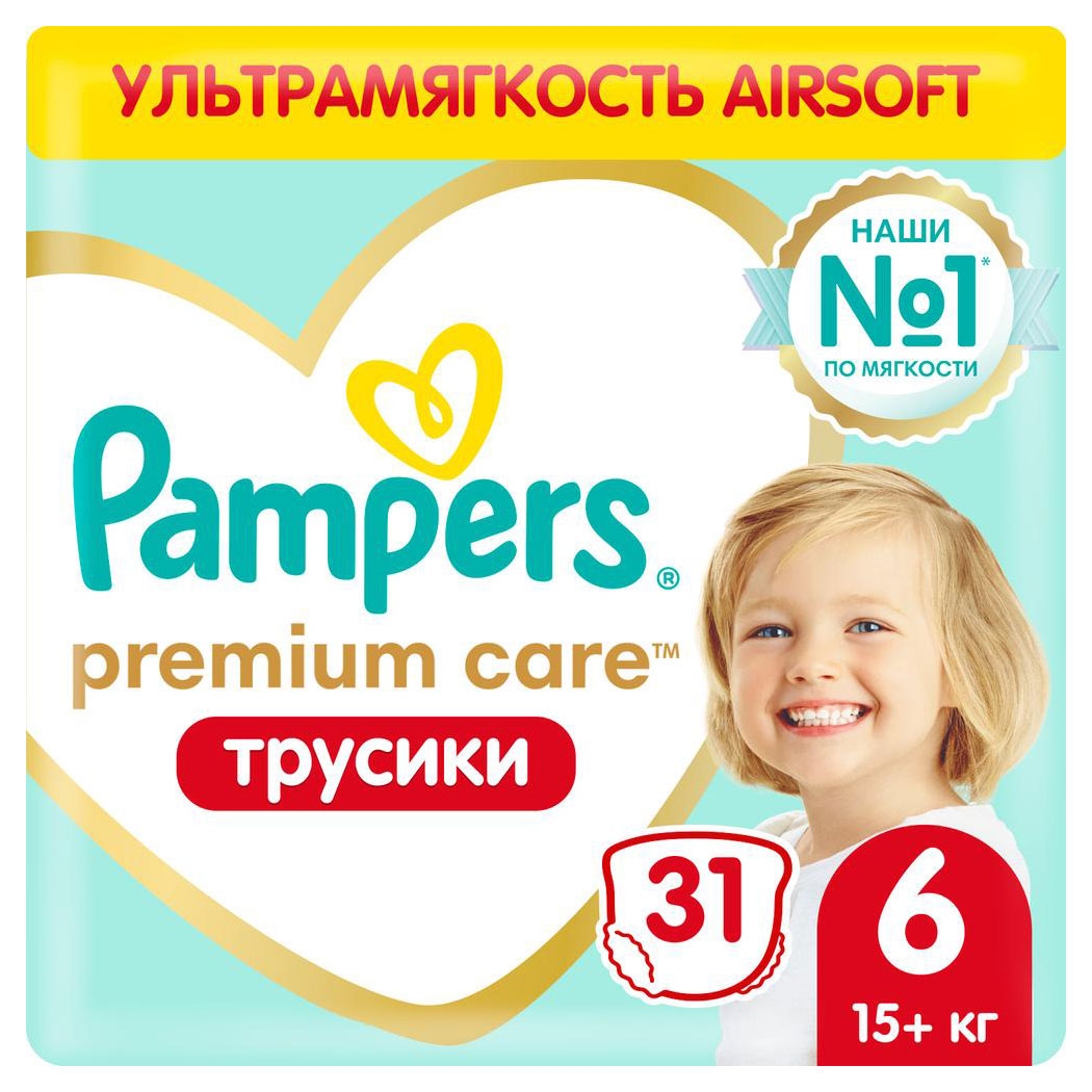 Pampers Premium Care Трусики Размер 6, 31 Трусиков, 15кг+