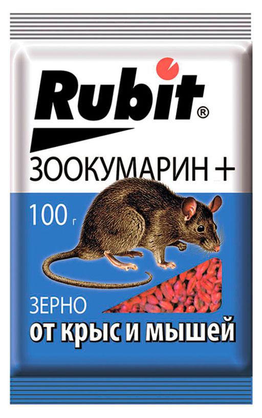 

Средство от крыс и мышей Rubit Зоокумарин + зерно, 100 г