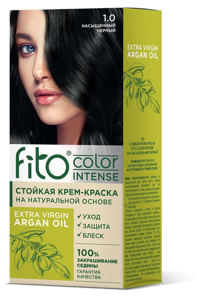 Крем-краска для волос «Фитокосметик» Fito Color Intense тон 1.0 Насыщенный черный, 115 мл